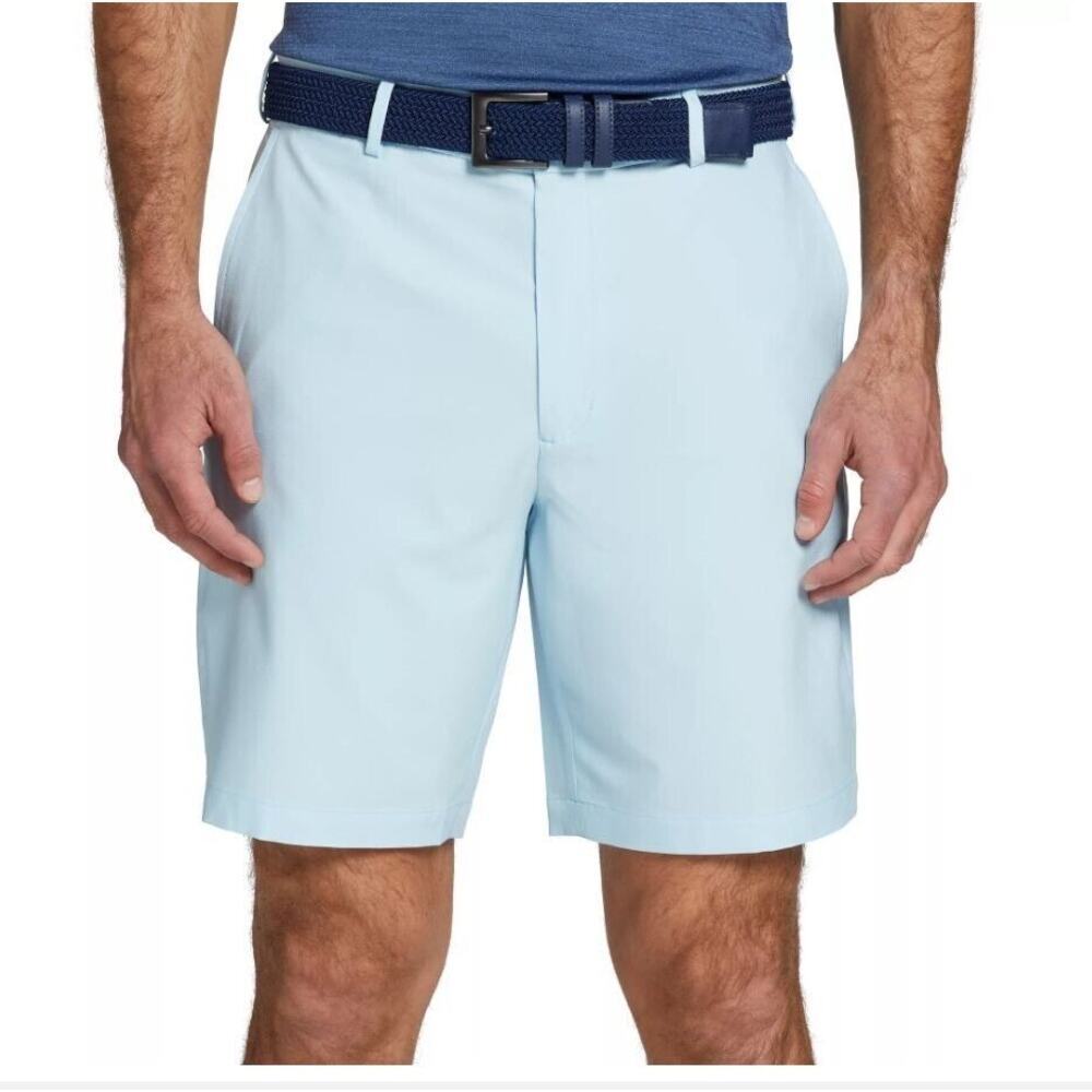 Walter Hagen Men's Soft Blue 9" Inseam Performance‎ 11 Micro Lines Golf Shorts